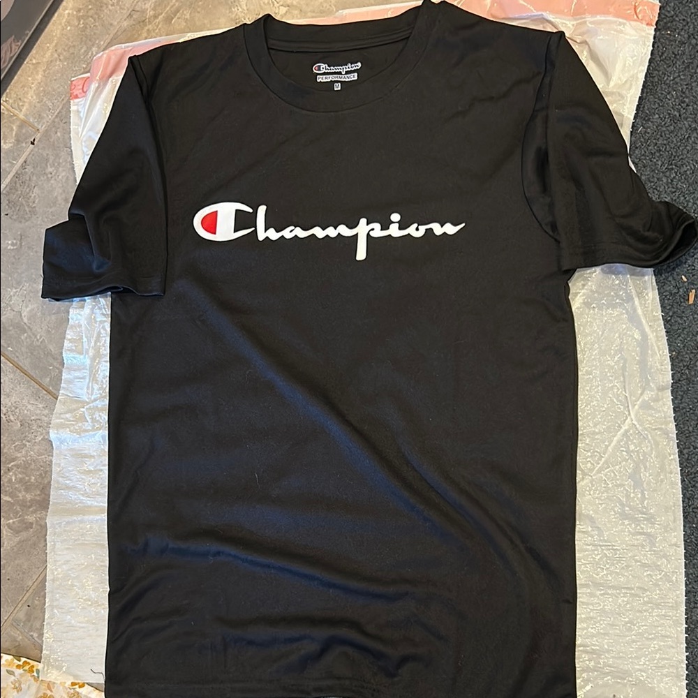 Champion Men's Black Tee with Logo